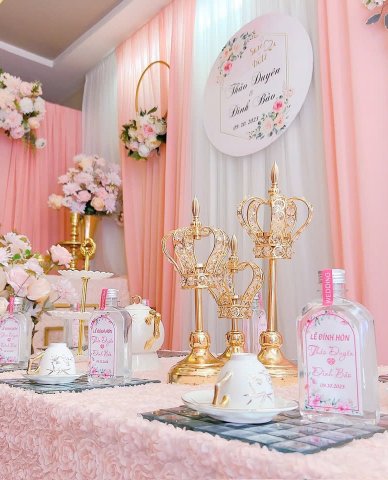 trang trí gia tiên màu hồng phấn pastel